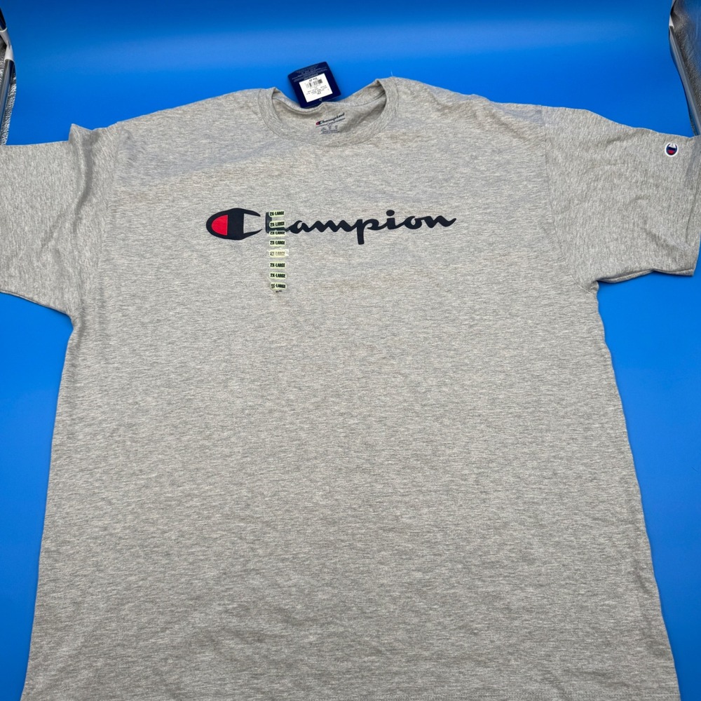 Champion Men's Gray Classic Logo T Shirt Short Sleeve Crew Neck XXL
